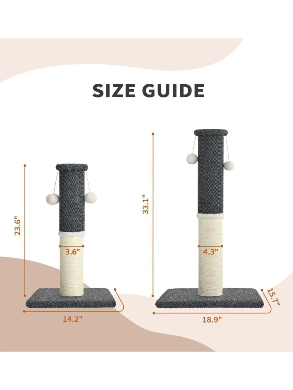 Tall Cat Scratching Post with Sisal & Carpet, 33